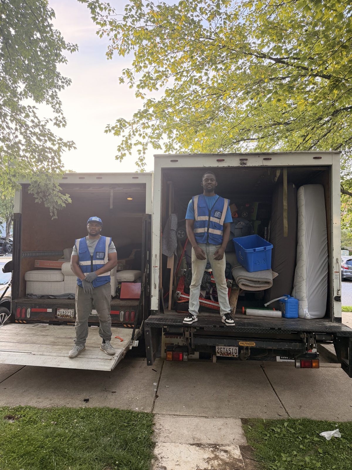 Two loaded box trucks on one cleanout